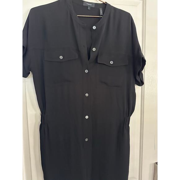NWT Theory Women's Black Cargo Shirt Silk Jumpsuit Romper Size 4 - Picture 6 of 16